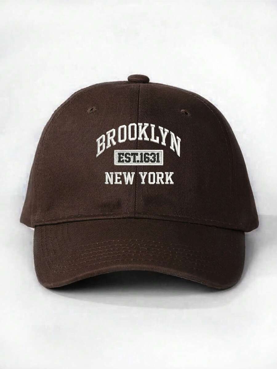 1pc Embroidered "BROOKLYN NEW YORK" Baseball Cap, Unisex Sun Hat, Truck Driver Hat, Beach Hat, Fishing Hat, Brown Color, Suitable For Spring, Summer, Autumn, Winter, Also A Great Holiday Gift For Friends