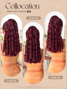 Peluca con coleta ondulada y rizada de 20 pulgadas de largo, hecha de fibra sintética resistente al calor, adecuada para que las mujeres la usen en Navidad, fiestas de Halloween y uso diario - Multicolor - Ver 7