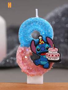 可爱史迪奇主题生日蜡烛，精致0-9数字蜡烛，闪亮卡通生日蜡烛，周年纪念蜡烛，派对装饰小礼物 - 1PC - 查看 10