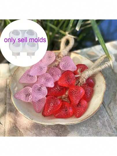 1 pieza Molde de silicona con forma de fresa, apto para gelatina, velas, decoraciones, fácil de desmoldar