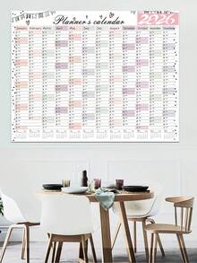 2026年挂历计划本 - 2026年全年日历视图，展开尺寸：29.2 x 20.7英寸/74.2 x 52.5厘米，2026年挂历计划本，家庭管理，学习用品，时尚计划本，简约设计，耐用纸张，书写流畅，月度计划，规划工具，家居收纳，办公用品 - 多色 - 查看 3