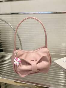 1pc Sweet PU Bow Handbag/Shoulder Bag/Underarm Bag, Casual Fashion Solid Color Small Bag, Meets All-Match Storage Needs, Multiple Colors Available, Exquisite And Versatile, Can Be Matched With Any Style, Suitable For Daily Travel, Shopping, Photography, All Seasons, Perfect Gift For Teenagers. - Butterfly Handbag + Rainbow Horse Pendant - View 9