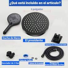 R-DOXK aderas para Baño de a a Presion 6" Caza de Duca de a Duca de Mano de 3+7 Modos Rociado Austable con Soporte Antifugas Manguera de 1.5 m Negro - como en la foto - Ver 4