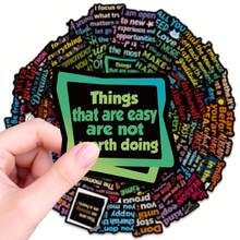 56Pcs Daily Motivational Quote Stickers - Positive Sayings & Affirmations On Black Background For Journal, Water Bottle, Laptop To Boost Your Mood - Multicolor - View 3