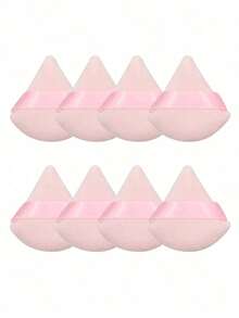 24pcs/15pcs/8pcs/3pcs Flocked Heart Makeup Sponge, Soft Fluffy Texture, Suitable Face & Body Powder Puff, Mixed Makeup Beauty Tools - 淺粉色 - 查看 3