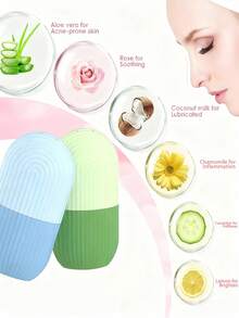 3/2/1件装硅胶冰敷按摩滚轮，硅胶面部按摩工具，西瓜冰敷滚轮，硅胶冰滚轮，面部按摩冰模，条纹面部冰滚轮，冰滚轮面部按摩器。适用于面部、眼部和颈部；冰敷护肤，居家面部护理配件。 - 彩色 - 查看 7