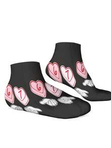 Children's Valentine's Day Embellished Printed Socks  Suitable For All Seasons - White - View 3