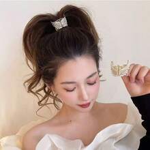 1 قطعة مشبك شعر تاج أجنحة ملاك فاخر للنساء - سبائك ثمينة مرصعة بالراين ، قبضة قوية أنيقة متعددة الاستخدامات للحفلات / اليومي / المواعيد