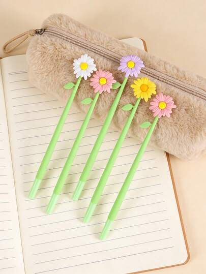 1pc, A Cute Silicone Flower-Shaped Neutral Pen. A Fountain Pen With A Swaying Feature, A Silicone Flower-Shaped Swaying Pen. Creative Stationery, Suitable For Office Use. The Best Choice For Giving To Your Loved One, Birthday Gifts, Or Gifts For Ladies.