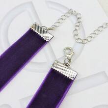 1.6cm 20pcs Purple Velvet Chokers Vintage Necklace For Women With Extension (XL-1002-6) - 1.6公分-20個-紫色 - 查看 5
