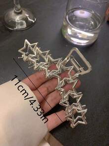 1pc Silver Metal Alloy Pentagram Hair Clip Y2K Style Fashionable Versatile Elegant Chic Minimalist Design Solid Color Hair Accessories For Women Girls Daily Wear Parties Commutes Vacations Hairstyling Makeup Clothing Accessorizing PDQQ - 銀色 - 查看 2