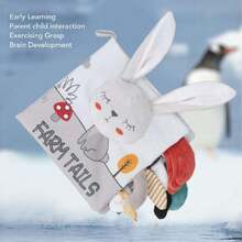 Juguete de Libro de Tela, Libro Suave Arrugado con Colas, Patrón Exquisito Educativo Suave Resistente Al Desgarro para Niños Pequeños (Tipo 3,40964609 - Celeste - Ver 2