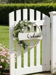 1pc Wooden Bead Wreath, Artificial Green Plant Flower Entrance Hanging Decor, Boho Style Wall Art, Suitable For Entryway, Living Room, Home Decor, Party And Daily Use - Multicolor - View 10