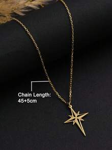 1pc 18K Gold Plated Stainless Steel Necklace With North Star Pendant, Constellation Stamp Necklace, Compass Necklace, Minimalist Big Dipper Necklace, Guiding Amulet, Gift For Her, Gift For Best Friend - Gold - View 10