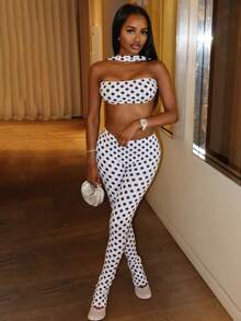 Street Fashion Casual Women's Clothing Autumn And Winter Fashion Sexy Spicy Girl Sleeveless Creative Strapless Tight Backless Pants Set - 白色 - 查看 2