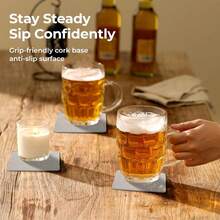 16pcs Coasters + 1pc Coaster Holder - Glass Coasters And Drink Coasters, Double-Sided Coasters, Non-Slip Coasters, Faux Leather Coasters, Leather-Style Coasters, Made Of High-Quality Faux Leather And Synthetic Leather, Suitable For Desktop Protection - Multicolor - View 9