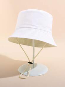 1pc 1-3 Years Old Toddler Reversible Bucket Hat, Soft Breathable Adjustable Drawstring Wide Brim Sun Hat, Suitable For Daily Outdoor Beach - 1PC - View 8