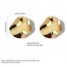 "Women's Gold Earrings With Sculptural Design – Modern Art In Metal Alloy" - AA - Xem 5