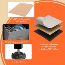 RACK & PACK Comoda Cajonera Estructural 5 Cajones de Tela para Ropa Soporta hasta 70 Kg Almacenamiento Hogar y Oficina Buro de 2 Niveles Mueble para Recamara Closet Organizador Color Negro - 1 - Ver 6