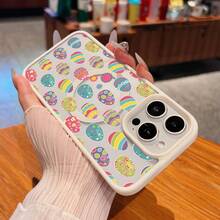 Easter Egg Mobile Phone Case, Designed With Vibrant Colors And Floral Patterns, Suitable For IPhone 16, 15, 14, 13, 12 And 11 Pro Models, Made Of TPU Material, And Provides Shockproof Protection. Perfect For Family, Friends, Children, Birthdays, Spring, Holidays, Boyfriends, Girlfriends, And Valentine's Day Gifts. - CZ22 màu trắng - Xem 3