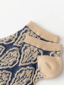 5/10双装 女士透气吸湿压花时尚短袜，春夏款 - 彩色 - 查看 10