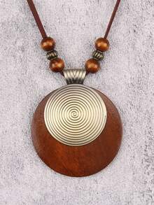 1 件复古波西米亚风格木质合金叶子吊坠项链，时尚万圣节节日礼物装饰，男女通用珠宝，学生纪念品礼物 - 串珠款 - 查看 18