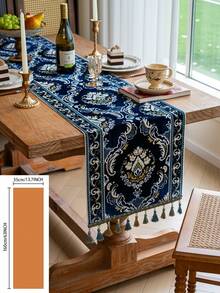 1 chiếc khăn trải bàn hình chữ nhật kiểu Mỹ cổ điển, họa tiết hoa màu xanh dương thêu chỉ vàng, thích hợp cho các buổi họp mặt ngày lễ, tiệc tùng, bàn ăn tối, bàn làm việc, bàn cà phê, trang trí nhà cửa, phù hợp cho mọi mùa. - Màu xanh lam - Xem 16