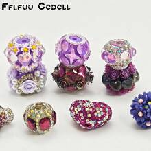 Random Assortment Of 10 Large Resin Ball Beads, Including Purple Flowers, Water-Cut Mushroom Beads, Flower-Shaped Beads, Heart-Shaped Gemstones, And Purple Diamond Beads. These Loose, Sparkling Resin Bead Strings Are Perfect For Girls/Women/Females/Daughters To Create Their Own Bracelets, Keychains, Hair Accessories, Phone Chains, Necklaces, And Other Jewelry Items. - 紫色 - 查看 10