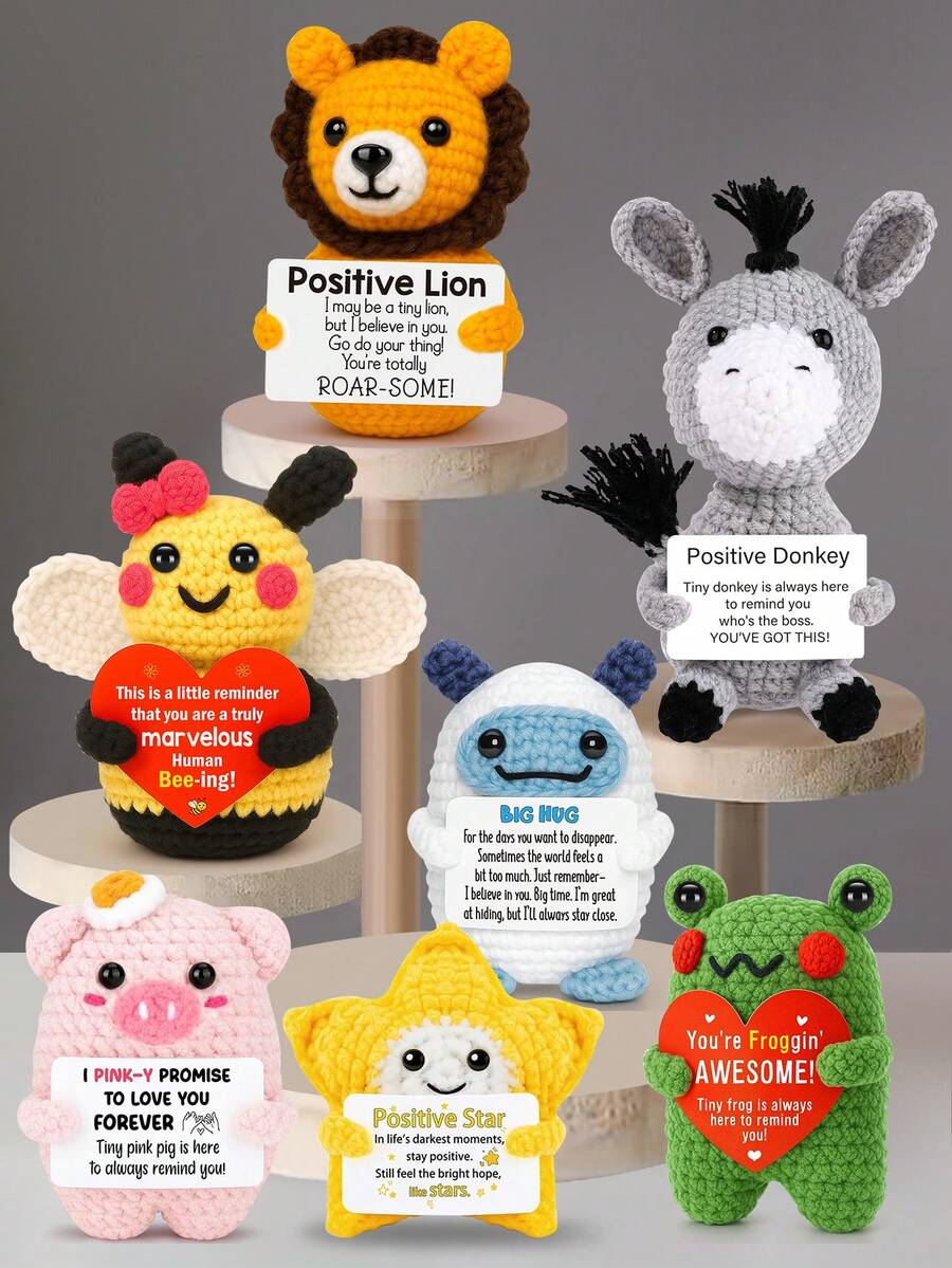 1 pieza Decoración de escritorio hecha a mano a ganchillo, muñeca artesanal de estilo ciencia ficción linda, regalo de cumpleaños ideal para mejor amiga, novia, hermana, mamá, abuela, compañera de trabajo, familia, llavero, apoyo de emociones positivas, fiesta creativa, Navidad, Día de San Valentín, Acción de Gracias, decoración de habitación, muñeca de peluche - Multicolor - Ver 1