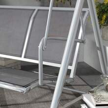 3-Seater Swing With Canopy, Silver Grey Metal, 170 X 110 X 153 Cm, Ideal For Relaxing In The Garden Or On The Terrace. - C - View 8
