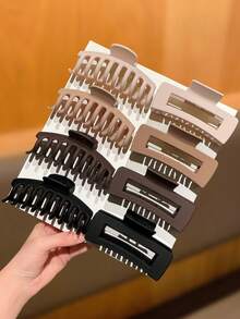 女士时尚休闲优雅方形发夹，棕色和黑色可选，龙骨造型，适合日常佩戴，适合浓密发质，女士发饰，女士礼物，优雅发爪，女士发夹，休闲发卡，优雅发爪夹 - 彩色 - 查看 4