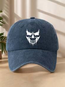 1顶男女通用纯色可调节户外运动休闲恶魔面具棒球帽，适合日常装饰，春/夏/秋/冬皆宜 - B - 查看 14