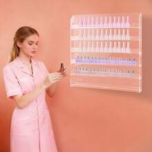 SHIOUCY Clear Nail Polish Storage Rack, 6-Tier Nail Polish Display Rack, Acrylic Wall Mounted Nail Polish Display Rack - 無色 - 查看 2