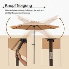 Elegant 300x245 Cm Garden Parasol With Double Crank, Glass And 8-Fold Ribs – Innovative Suspension System, Double Waterproof Laminate And Adjustable Tilt For Terrace And Garden Use (Khaki)