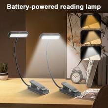 Yogle Luz de lectura recargable mini LED de 3 colores y 5 niveles de brillo, alimentada por batería, lámpara de mesita de noche con clip flexible - Multicolor - Ver 4