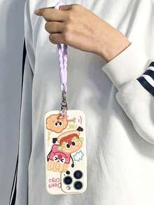 Koolife 1pc Candy Color Woven Silicone Phone Lanyard, With Spring Buckle+Bear Pendant+Pad, Cute Anti-Lost Universal Strap, Perfect For Daily Use, Gifts For Friends & Family, Compatible With All Phone Cases - White - View 4