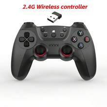 2.4G无线游戏手柄，带USB接收器，AAA电池供电，符合人体工程学设计，适用于PC/笔记本电脑/游戏主机 - 黑色 - 查看 3