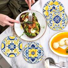 6/8pcs Mediterranean Lemon Pattern, Blue & White Porcelain Design, Round Wooden Coaster Set, Suitable For Patio, Kitchen, Living Room, Home Gathering, Dining Table Decor, Gift For Friends & Family, Suitable For Easter, Valentine's Day, Wedding, Birthday, Party, Home Decor Accessories - Multicolor - View 10