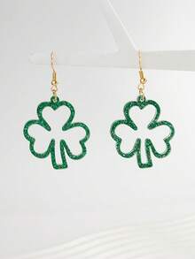 1 Pair Minimalist St. Patrick's Day Clover Earrings, Women's Gift Earrings, Carnival Earrings - Hollow Out - View 5