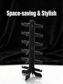 1pc 6-Slot Eyeglasses Display Stand, Fashion Glasses Glasses Display Rack, Eyewear Store Counter Exhibition Shelf - Black - View 2