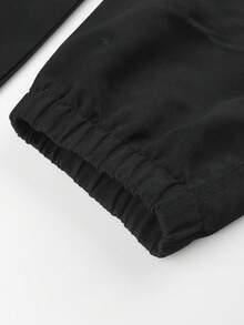 1 pieza Pantalones cargo rectos sueltos y casuales con múltiples bolsillos personalizados para niños y adolescentes, adecuados para primavera, verano y otoño - Negro - Ver 10