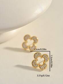 Đôi bông tai bằng đồng mạ vàng 18K, thanh lịch và dễ thương, phù hợp để đeo hàng ngày và trong các buổi tụ họp. - Vàng - Xem 4