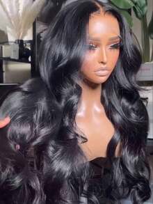 NARNI 34 Inch Body Wave Lace Front Wigs Human Hair 250% Density Glueless Human Hair Wig Nature Black Lace Front Wigs Human Hair 13x6 HD Transparent Body Wave Lace Frontal Wigs Human Hair Pre Plucked Human Hair Wigs For Women - Natural Black - 查看 2
