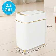 SUSTEAS Automatic Motion Sensor Trash Can – Hands-Free Touchless Kitchen & Bathroom Garbage Bin, 9L Capacity, Odor Control, Battery-Powered For Convenient Hygienic Disposal (WHITE&GOLD) - Champagne 9L - View 10