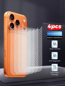 4pcs Carbon Fiber Soft Back Film For IPhone 17 Pro Max/17/17 Air/17 Pro, Anti-Slip, Anti-Fingerprint, Scratch-Resistant - White - View 11