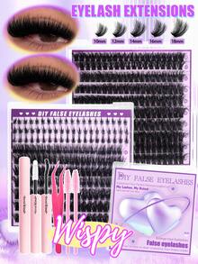 400/402/150PC Fluffy Lash Clusters Kit - Thick Cluster Eyelash Extensions, Faux Mink Individual Lashes, D Curl DIY At Home, Manga Cluster Eyelash Extensions, Mink Strips Lashes Thick & Fluffy! #NaturalLook #MegaVolume #DiyLash #AtHomeBeauty #BeginnerFriendly #FalseEyelashes #EyeLashClusters #IndividualEyelashes #Lashes #FakeLashes" - Multicolor - View 1