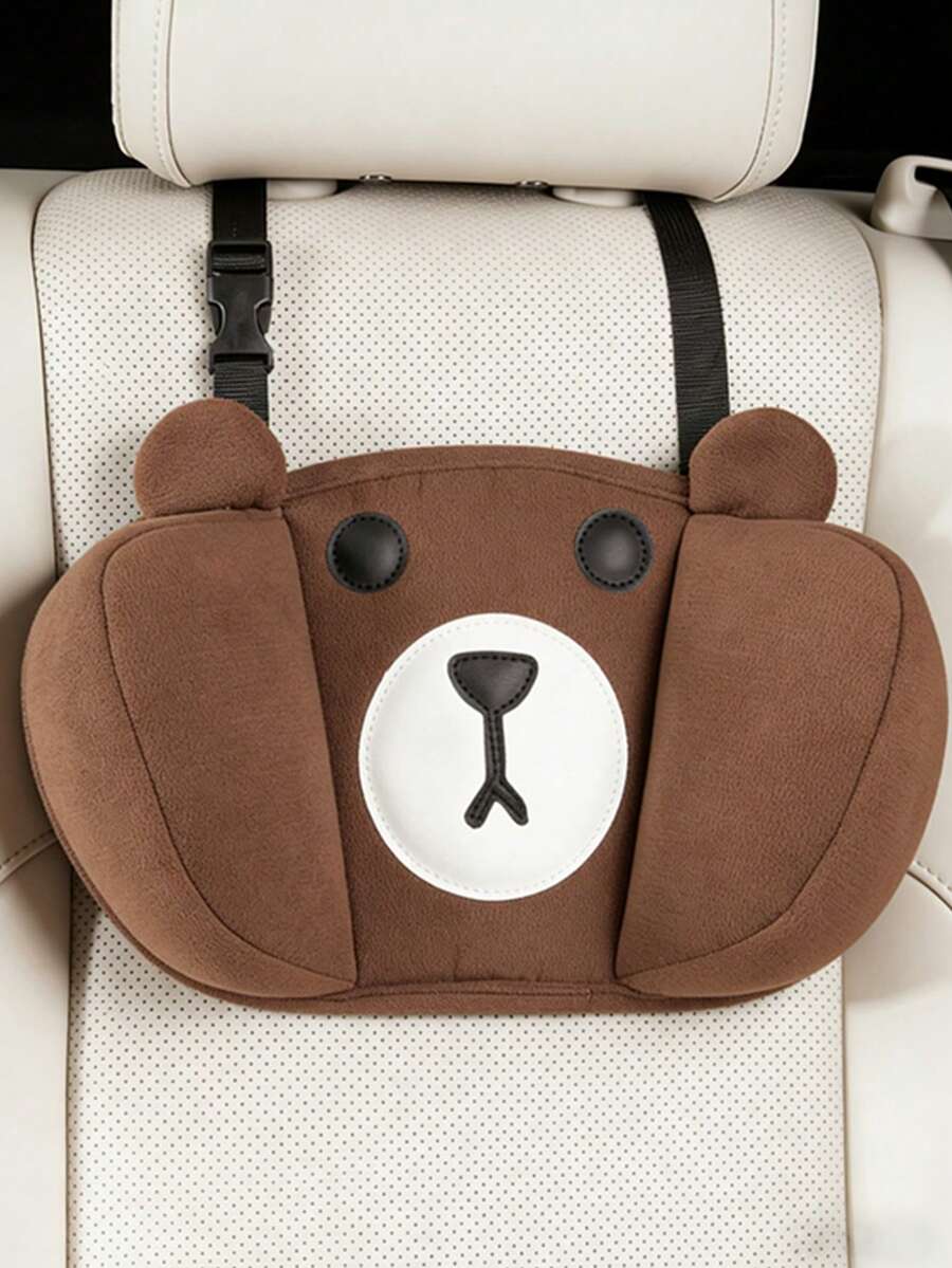 1个儿童汽车座椅头枕，泰迪熊旅行枕，安装简便，舒适睡眠支撑，透气面料，可调节，硅胶防滑颗粒，适用于婴儿车和汽车，婴儿旅行睡眠配件！ - 兒童汽車座椅頭枕 - 查看 1