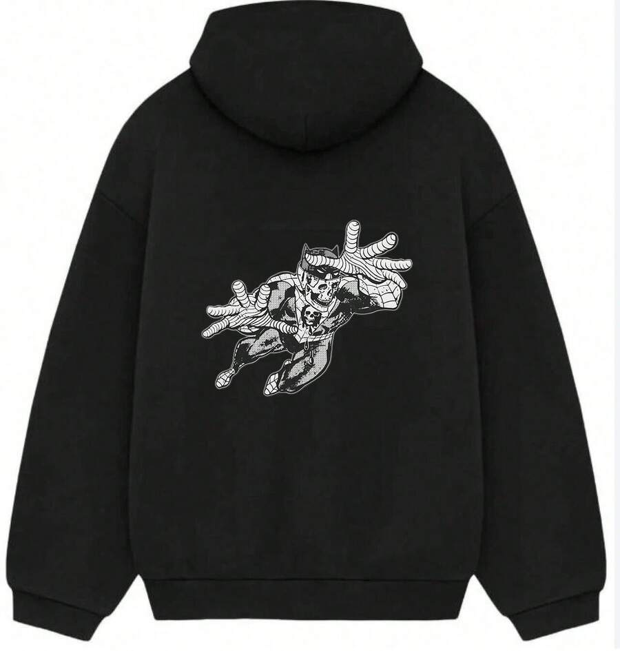 Men's And Women's Graphic Hoodie, Spider Graphic Man Hoodie,Fashionable Men's Hoodie, Surprise Gift For Friends And Family, Knit Fabric, For Autumn And Winter - 黑色14 - 查看 1