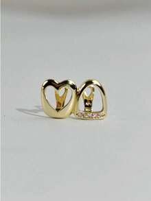 1pc Hollow & Heart Shaped Mixed Teeth Grill, Everyday Wear Dental Accessories, Hip Hop Street Style - Multicolor - View 2