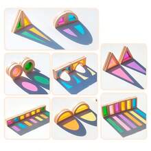 Wooden Rainbow Colored Shadow Building Blocks For Children, Acrylic Colorful Window Transparent Shape Recognition Sorting Building Blocks Toys, Creative Assembly, Parent-Child Interactive Game Toys, Logic Thinking Training Game Toys - Multicolor - View 12
